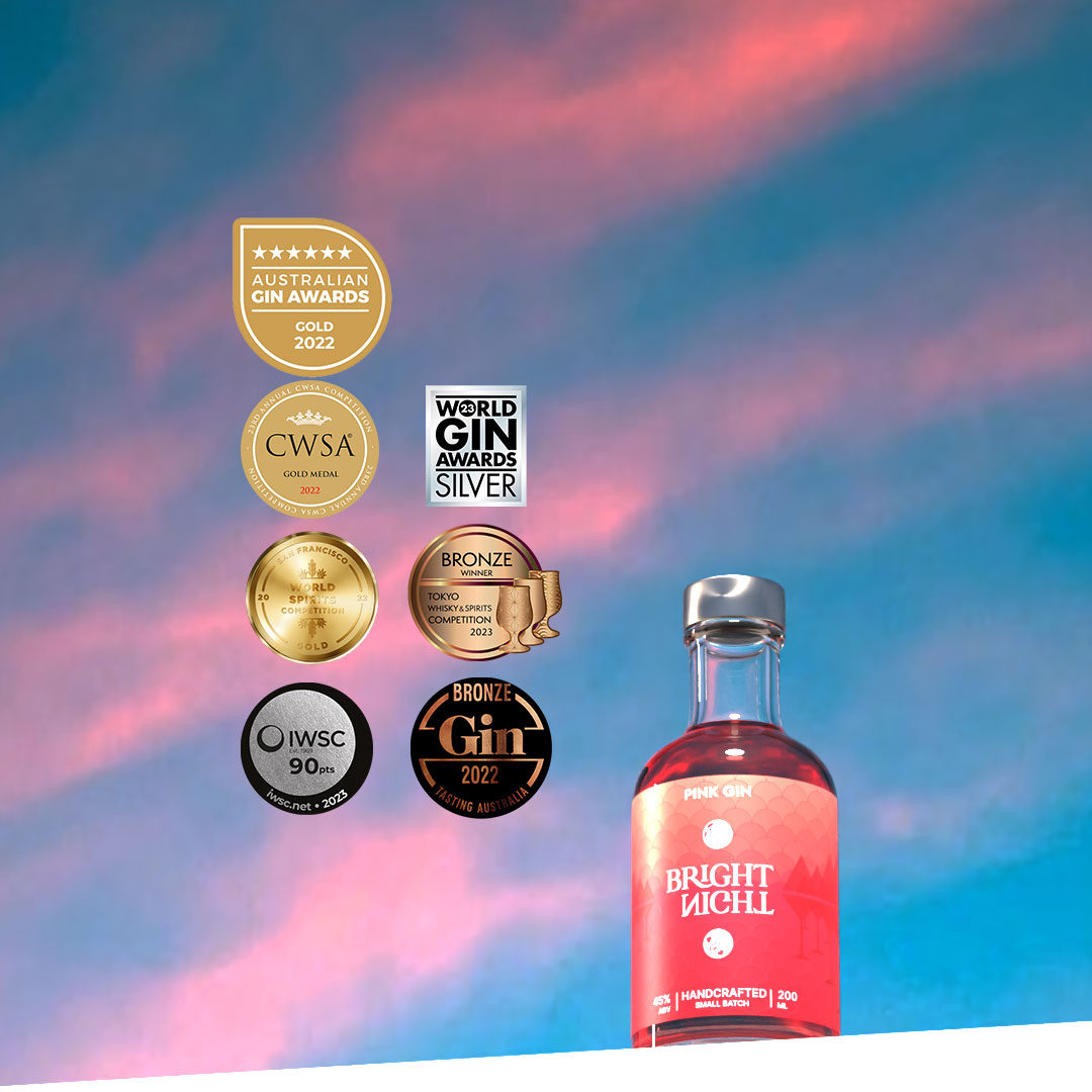 200ml pink gin with awards