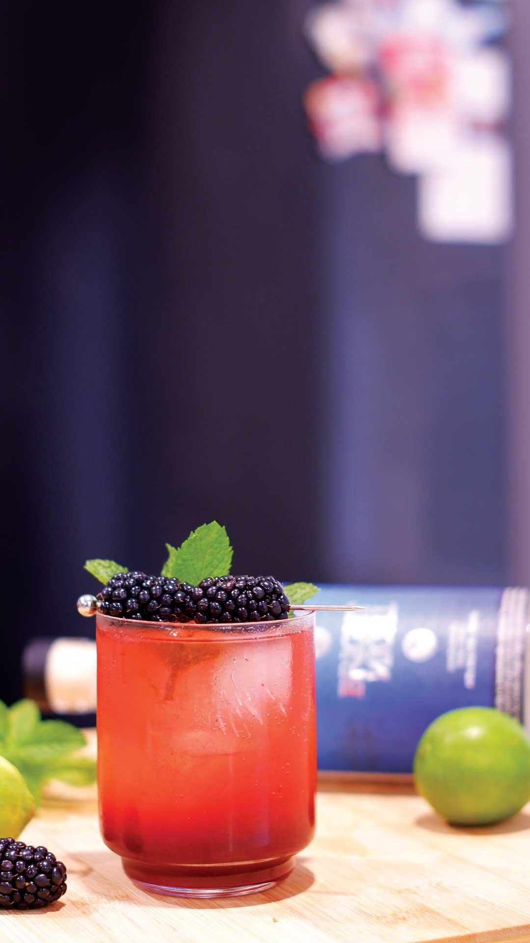 Blackberry mint smash gin cocktail